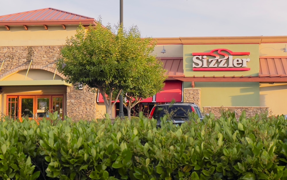 Sizzler restaurant exterior as seen from a short distance