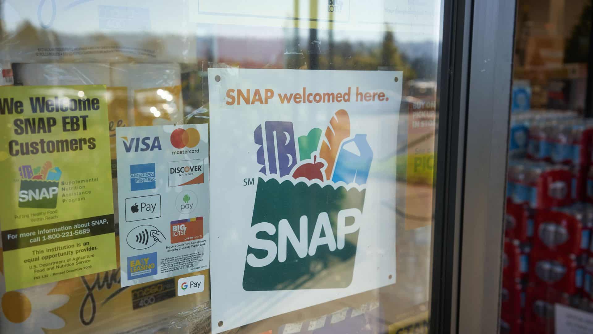 SNAP benefits sign displayed at a public assistance office in Portland