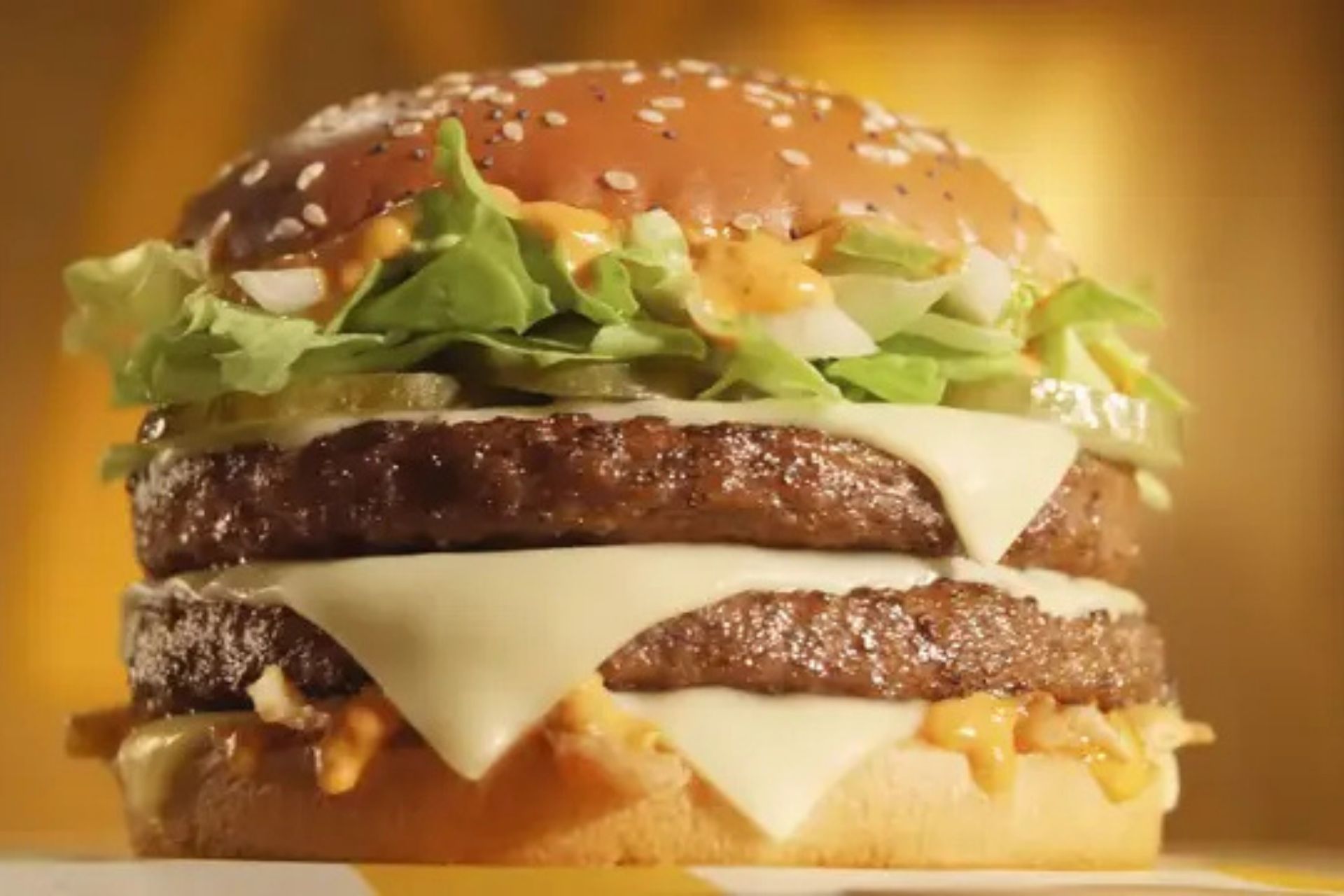 A closeup shot of McDonald's Big Arch burger.