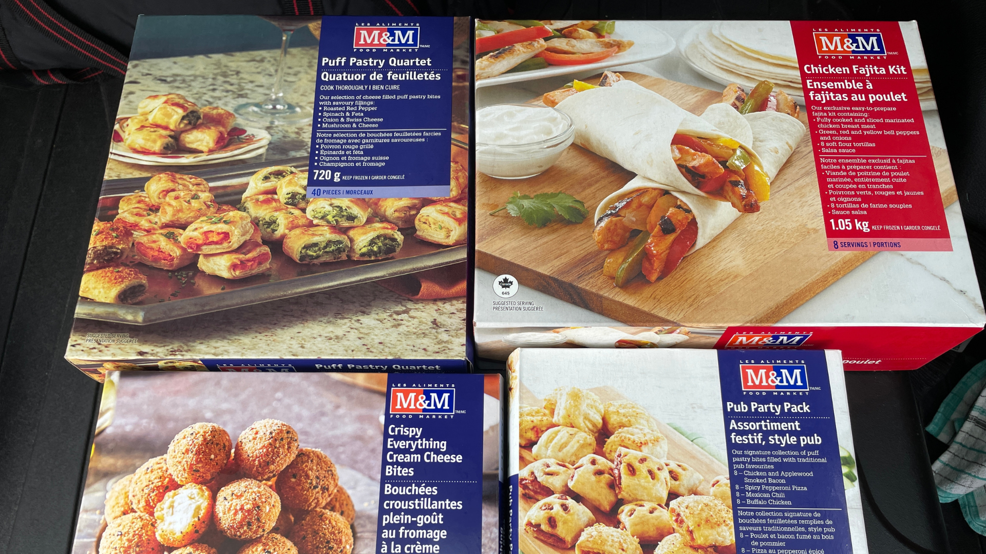 4 boxes of processed 'ready to heat' foods.