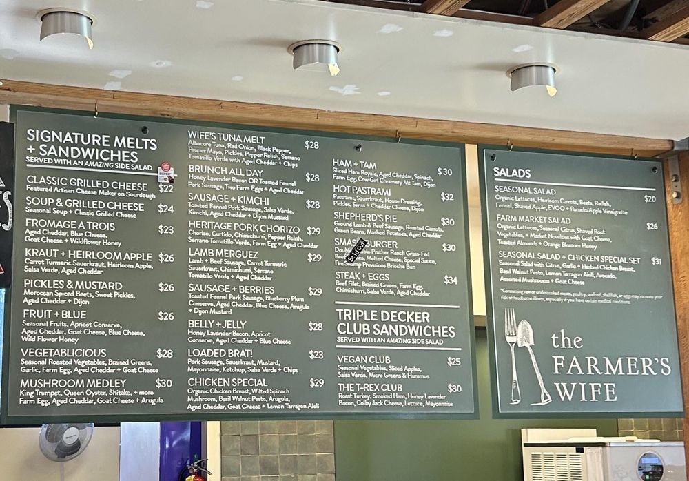 The Farmer's Wife menu dashboard
