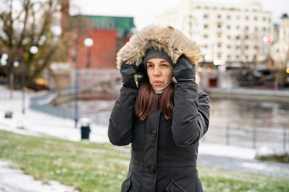 Woman feeling cold outside