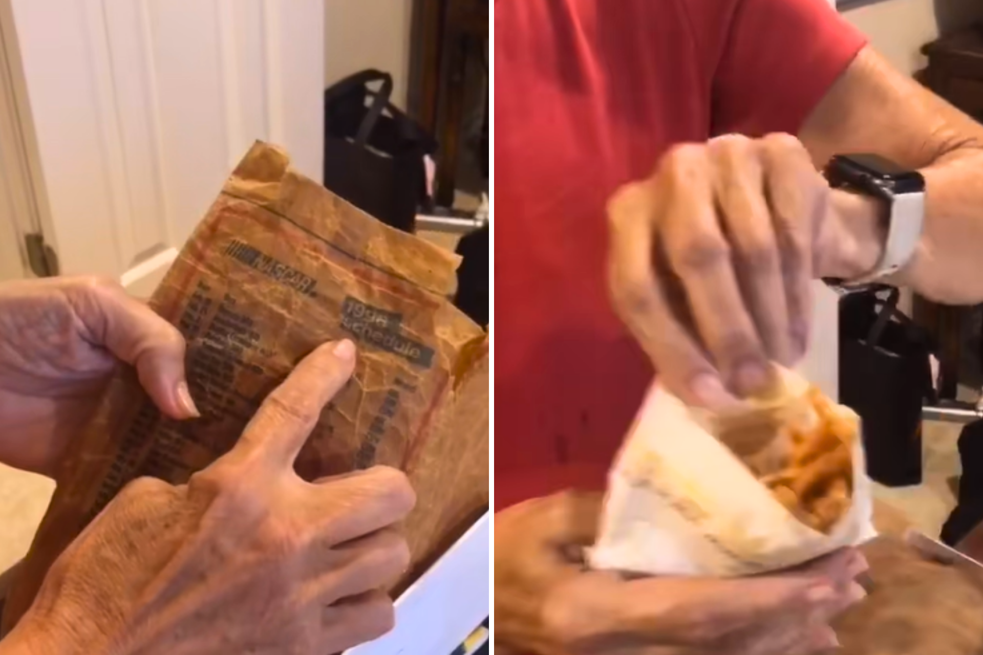 The NASCAR 1996 McDonald's paper bag and 24-year-old fries shown in the viral TikTok video.