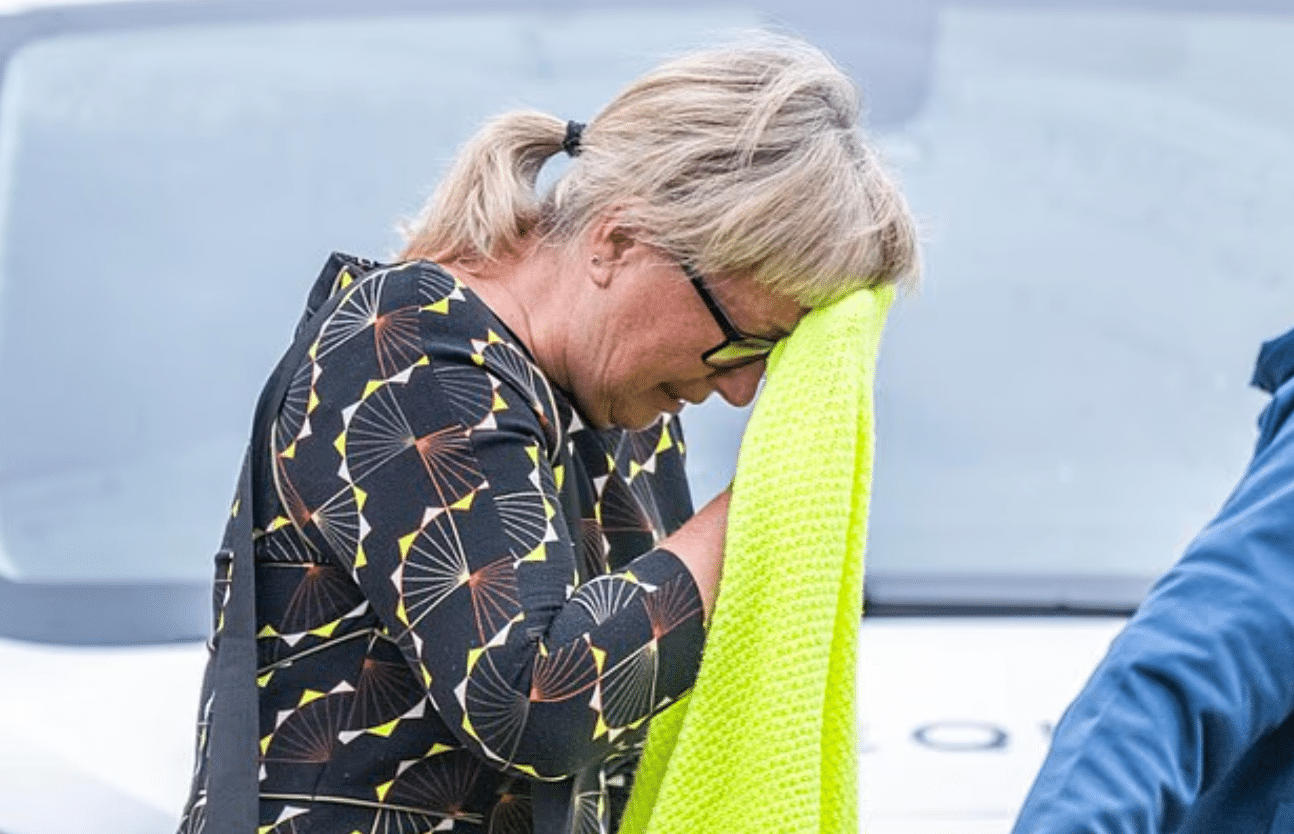 Activist Emma Smart outside Bournemouth Crown Court during trial.