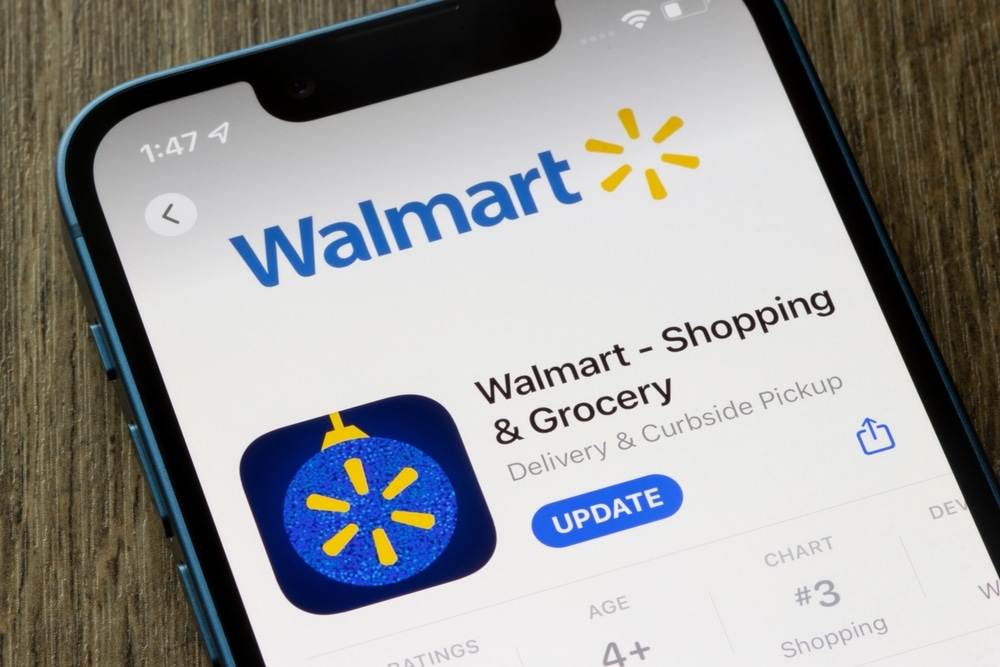 Walmart app listing displayed on smartphone screen.