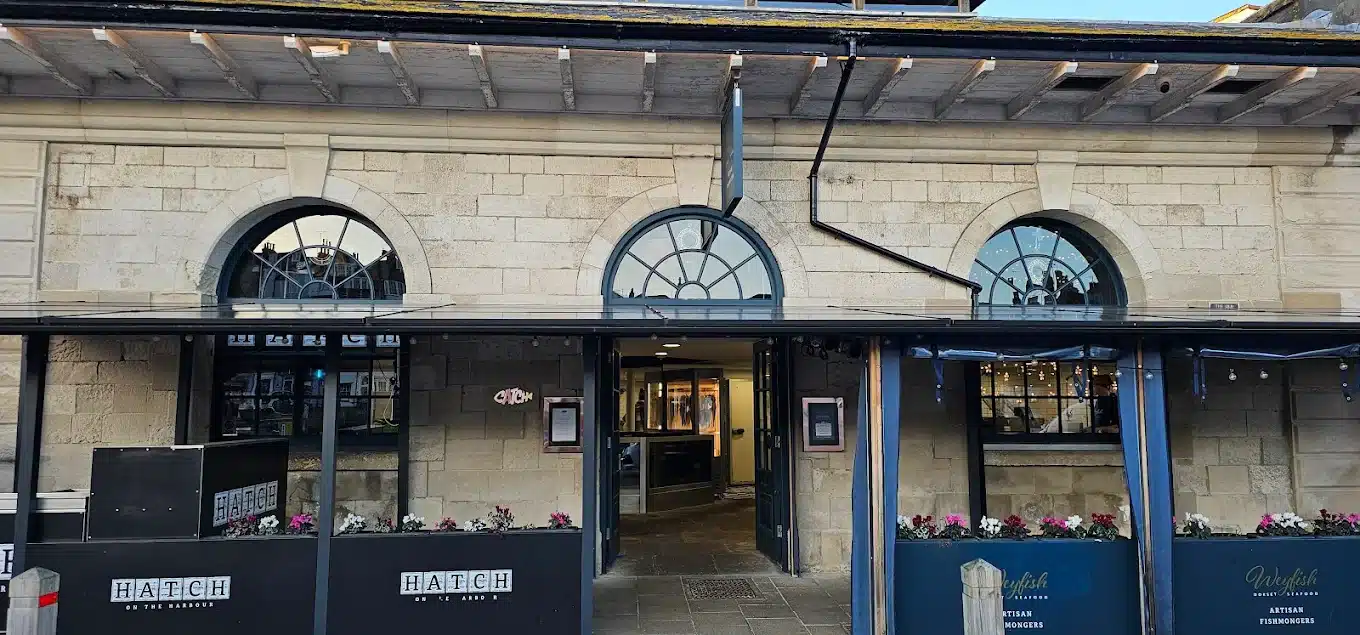 Exterior of Catch at the Old Fish Market seafood restaurant in Weymouth, Dorset.