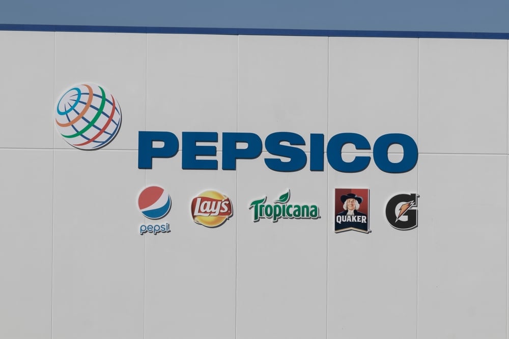 PepsiCo logo displayed on the exterior of a company building.