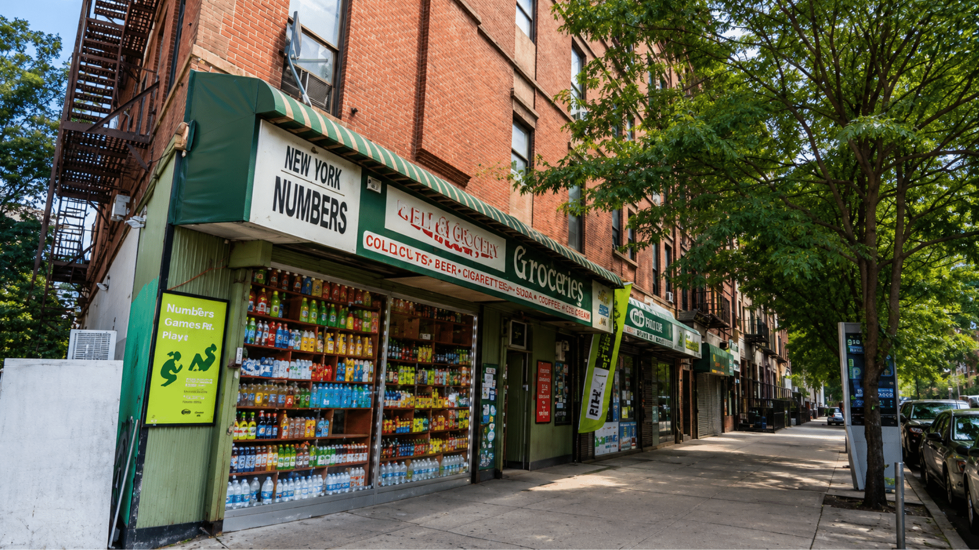 The exterior storefront of a local neighborhood grocery bodega on a city street corner.