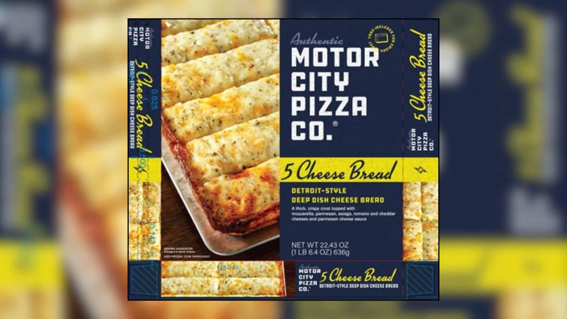 Motor City Pizza Co. 5 Cheese Bread frozen product packaging included in a nationwide recall announcement.