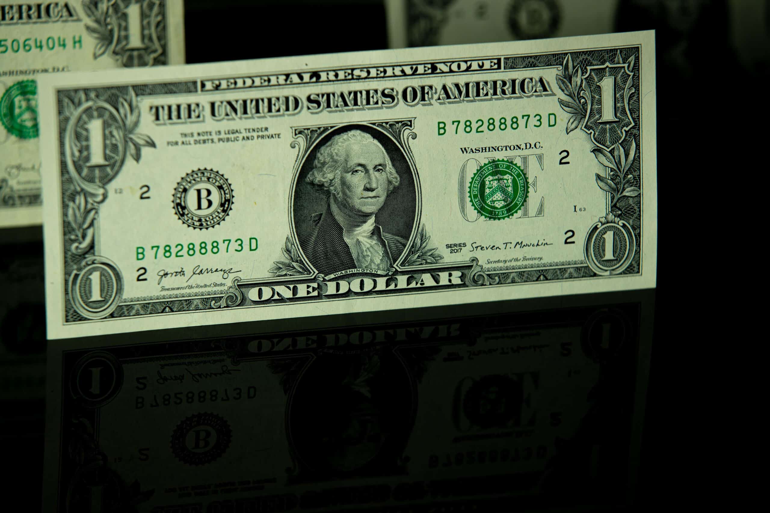 U.S. one-dollar bill featuring a portrait of George Washington.