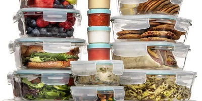 Razab HomeGoods razab 30 piece (15 containers,15 lids) glass food storage  or lunch box containers w/airtight lids - microwave/oven/freezer & di